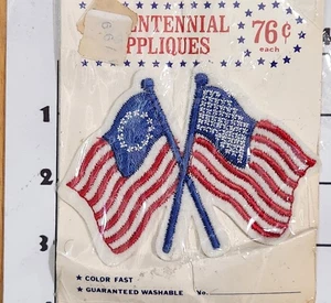 1976 Bicentennial USA Flag Patch Embroidered Vintage Red White Blue NOS - Picture 1 of 1