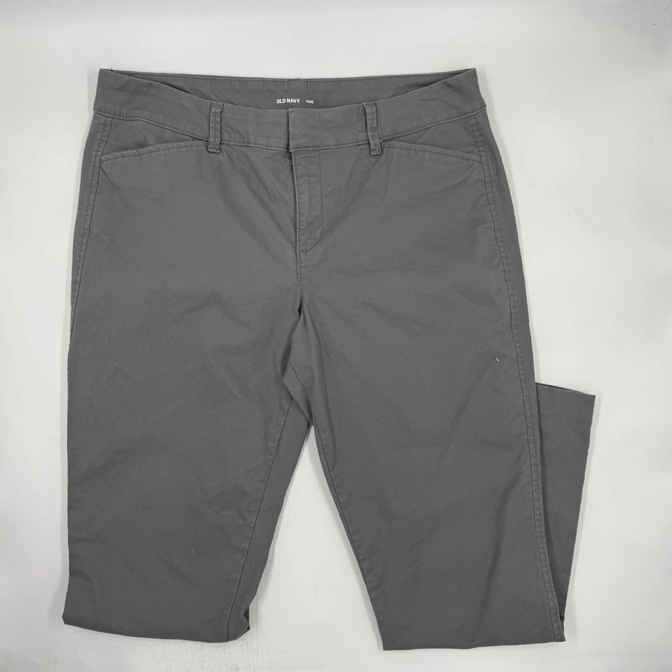 Old Navy Womens Pixie Pants 10 Gray Cotton Stretch Ankle Chino Slim Straight Leg - Image 1 of 4