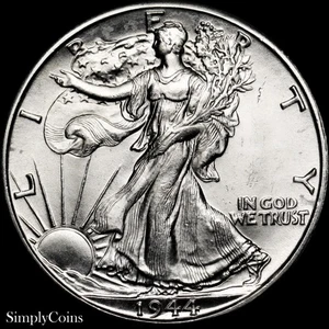 1944-D Walking Liberty Half Dollar Stempelglanz Auswahl Silber - Bild 1 von 2