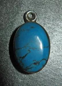 CLASSIC STERLING SILVER TURQUOISE NECKLACE PENDANT DESIGNER SIGNED CO CO? L@@K! - Picture 1 of 6