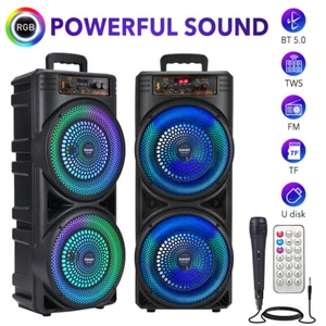 Powerful Sound Bluetooth Light Up Party Speaker USB Subwoofer Microphone Karaoke - Picture 1 of 15