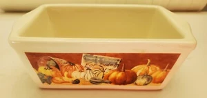 Stoneware Baking Dish Nantucket Small Mini Loaf Fall Harvest Pumpkins - Picture 1 of 9