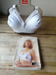 Maternity White Lace Trim Nursing Bra Soft Cup Bra Non Wired 42B Brand New` - Picture 1 of 9