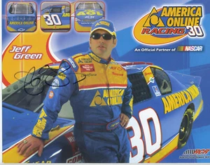 Fotografía autografiada por Jeff Green 8 1/2" X 11" 2002 Racing Slick AOL # 30 Gtd - Imagen 1 de 2