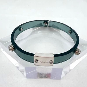 Lia Sophia Glazed Licorice Gray Lucite & Silver Tone Bracelet Large Size NIB - Picture 1 of 10