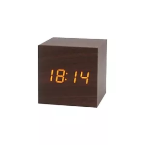 Wooden LED Digital Alarm Clock Temperature Bedside Table Time Display Room Decor - Picture 1 of 3