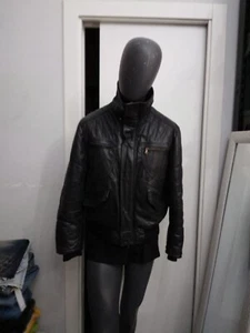 B. C COLLECTION giacca in vera pelle usato uomo man Tg 56 nero  XYC929L - Picture 1 of 8