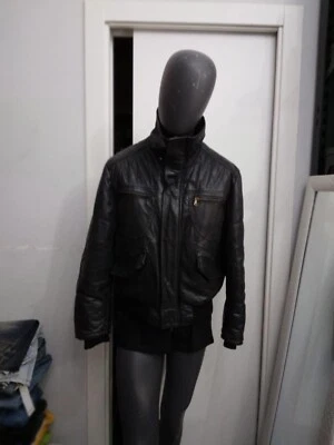 B.C Collection Jacket Genuine Leather Used Man Size 56 Black XYC929L - Image 1 of 4