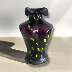 Vintage Amethyst Glass Bust Vase Art Glass Torso Vase Purple With Yellow MCM - Picture 1 of 8