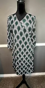 Travelers by Chico's Women's Size 0P Green Colorful Faux Wrap Dress Stretch - Picture 1 of 7