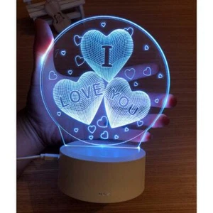 3D Illusion Lamp 7 Colors LED Night light USB Touch Small Table Lamp Girl Gift - Picture 1 of 10