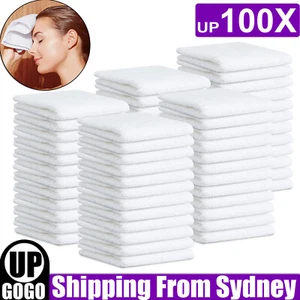 UP 100X 30x30cm Plain Towel Coth Budget Face Washer Wipe Cotton Washclothes Bulk - Picture 1 of 12