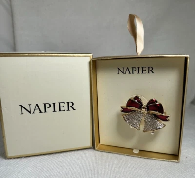 Broche/broche de Natal Napier Holiday Double Bells prata e ouro - Novo na caixa - Imagem 1 de 4