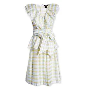 NWT HALOGEN X ATLANTIC PACIFIC Bow Plaid Dress. Size M - Picture 1 of 5