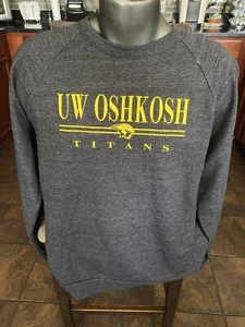VTG 90s University Wisconsin OSHKOSH Titans Crewneck Sweatshirt Gray Adult XL - Picture 1 of 3