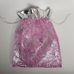 Sheer Purple Silver Fabric, Christmas Gift Bag, Pull-String Closure 15 in x12 in