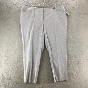 Kasper Ankle Pants Womens 24W Blue White Stripes Chambray Mid Rise Straight NWT - Picture 1 of 16