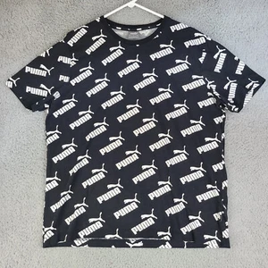 T-Shirt PUMA T-Shirt Herren groß All Over Repeat Print schwarz Rechtschreibung Logo Grafik - Bild 1 von 15