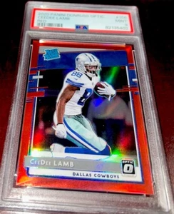 2020 Panini Optic CeeDee Lamb Rated ROOKIE RED PRIZM SP #’D /99! PSA 9 MINT! - Picture 1 of 7