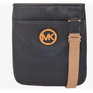 NEW Michael Kors FULTON Full Grain Leather Crossbody Bag-Navy/Gold - Picture 1 of 3