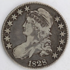 Cleaned F 1828 Capped Bust Half Dollar Square base 2 w/knob small 8's O-117A