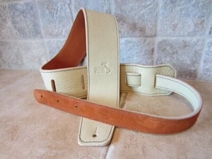 2.5 INCH WIDE CREMA ITALIA LEATHER STRAPS Guitar Strap, Golden Brown Backing - Picture 1 of 4