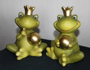 Froschkönig Paar, aus Ton, ca. 15 cm hoch. Deko, Geschenk, Garten - Bild 1 von 1