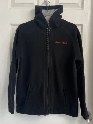 Chaqueta polar con cremallera completa Roots talla XS negra forrada con capucha cálida pesada Foto 1 de 4