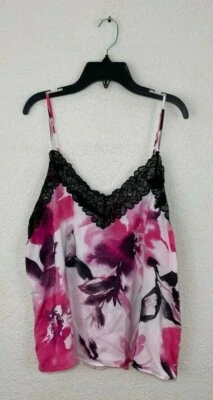 Conjunto de pijama Donna Karen para mujer con ribete de encaje cami y pantalones cortos en blanco floral talla L Foto 1 de 4