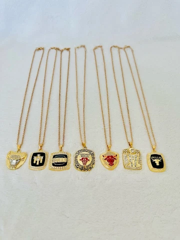 7 Pcs Chicago Bulls Basketball Championship Pendant Complete Set, US Ship Cover