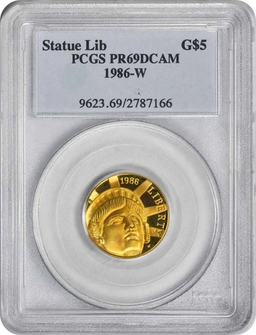 1986-W State of Liberty $5 Gold Five Dollar Proof Commemorative PR69DCAM PCGS Cover