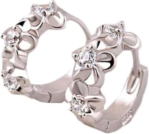 Elegante Dama Plateado Flor Dije Brillante Aro Pendientes Colgantes Joyero con Bisagras - Imagen 1 de 5
