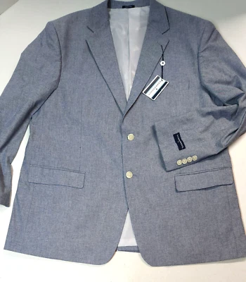 Blazer/abrigo deportivo SADDLEBRED azul cambray 48R 100 % algodón nuevo con etiquetas Foto 1 de 4