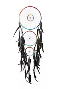 Riesen Traumfänger - Dreamcatcher - Bunt Rainbow ca. 120cm x 40cm - 3 Ringe - Bild 1 von 1