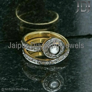 925 Sterling Silver Natural Rose Cut Polki Pave Diamond Adjustable Jewelry Ring - Picture 1 of 8