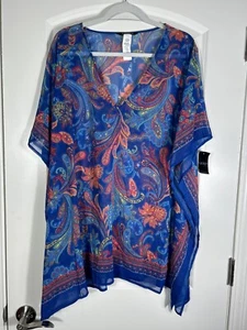 Lauren Ralph Lauren Chiffon Tunika Paisley Cover Up Gr. S/M Neu mit Etikett - Bild 1 von 5