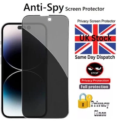 Privacy Tempered Glass Screen Protector For iPhone 16 15 14 13 12 11 X/XS Max - Image 1 of 3