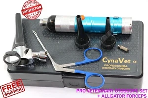 BLUE PREMIUM VETERINARY OTOSCOPE SET + HARTMAN ALLIGATOR FORCEPS ANIMAL EXAM  - Picture 1 of 6