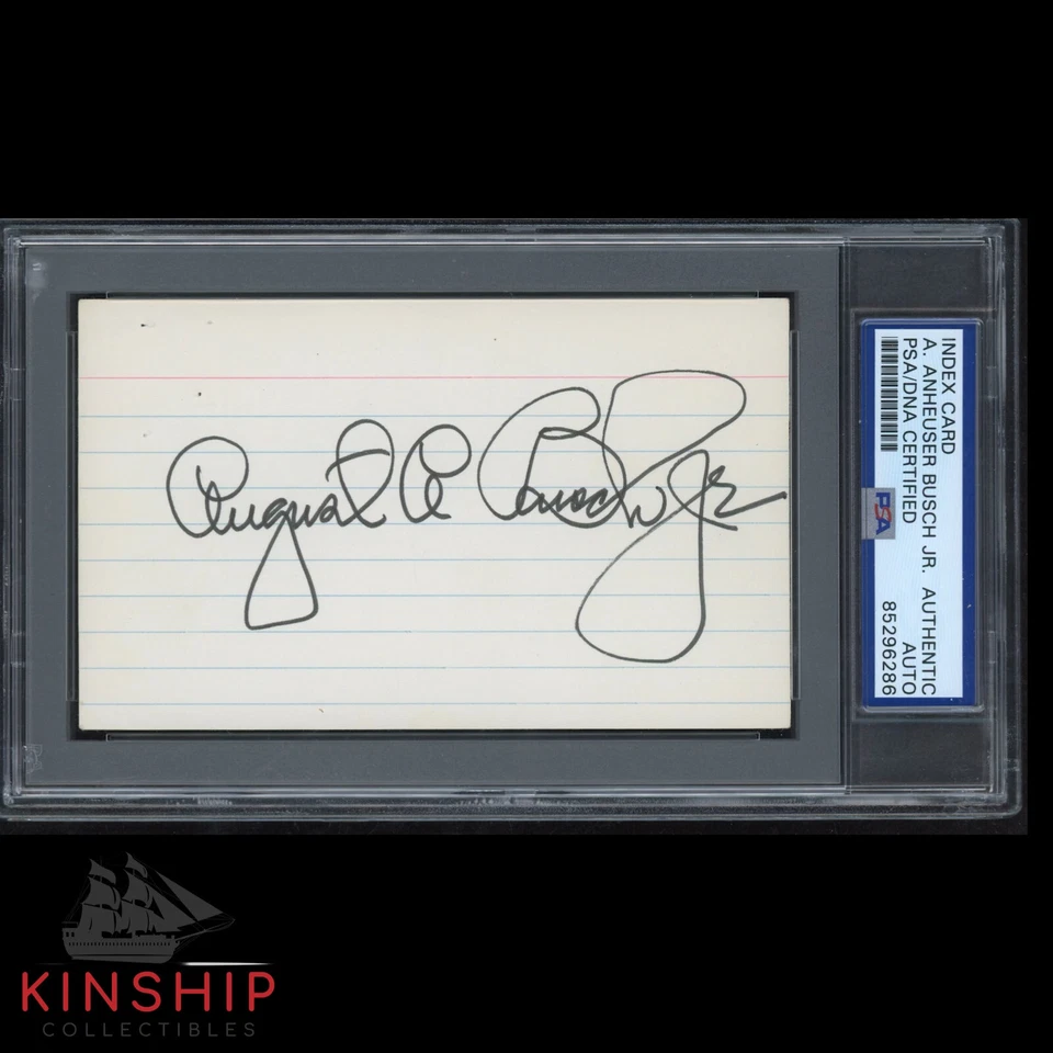 August Busch Jr signed 3x5 Index Card PSA DNA Slabbed Cardinals Auto Rare C3519 - Image 1 of 1
