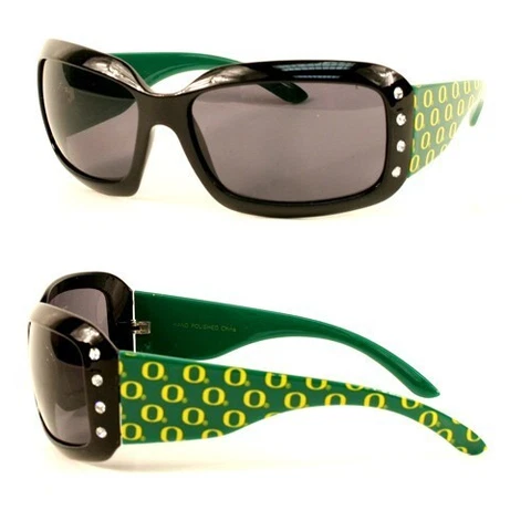 OREGON DUCKS WOMENS SUNGLASSES BLING CRYSTAL UV PROTECTION AND W/FREE POUCH/BAG Cover