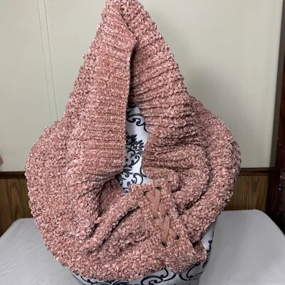 SIMPLY Noelle Infinity Scarf Fuzzy Knit Neck Warmer Stretch Soft Chunky OS Mauve - Image 1 of 4