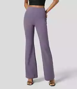 NWT Halara Flex High Waist Back Pocket Flare Work Pants Small Montana Grape - Picture 1 of 7