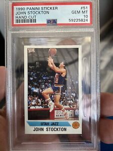 1990 Panini Sticker John Stockton Hand Cut PSA 10 Utah Jazz #51