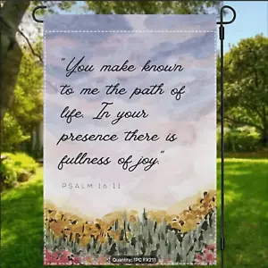Christian Garden Flag-Psalm 16:11 Bible Verse Double-Sided Polyester Flag 12x18" - Picture 1 of 8