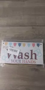 Insegna Arredo Bagno Si prega di Lavarsi le Mani - Foto 1 di 3