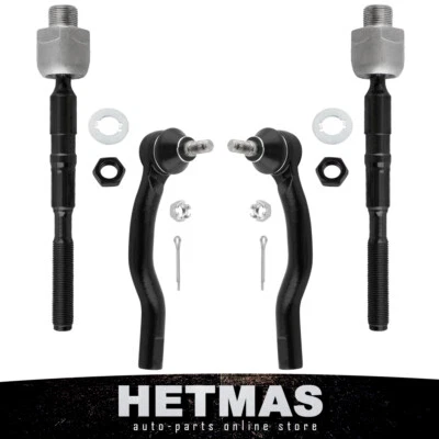 Inner & Outer Tie Rod Kit Set of 4 LH & RH Sides For Ford Edge Lincoln MKX 07-15 - Image 1 of 4