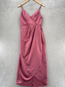 Vestido Lulus Mujer Pequeño Joice Malva Púrpura Satinado Midi Dobladillo Tulipán Cuello Sobrepelliz - Imagen 1 de 11