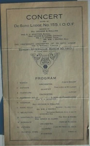 Vintage 1913 Masonic De Soto Lodge No.155 Concert Program - Springfield MA - Picture 1 of 1
