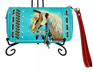 Dakota Horse Head Country Cowgirl Wristlet Western Zip Wallet - Bild 1 von 11