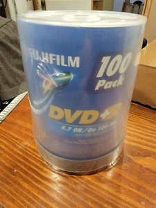 Pack de 100 disques Fuji Film DVD+R 4,7 Go/Go 120 min pour données et vidéo neufs scellés - Photo 1/3